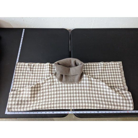 Main Strip Gingham Plaid Cowl Neck Poncho Sweater Medium/Large Rustic Cottage - Picture 7 of 8